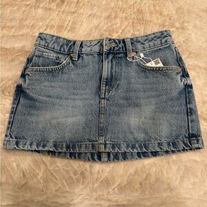 Mango Light Blue Denim Mini Skirt
